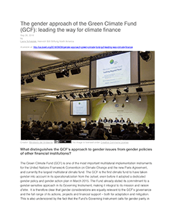 The gender approach of the Green Climate Fund (GCF): leading the way for climate finance Cover